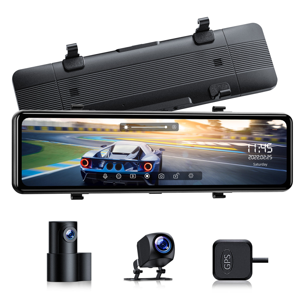 Campark RM02 1920P Front And Rear View Mirror Dash Camera With 11'' Full Touch Screen