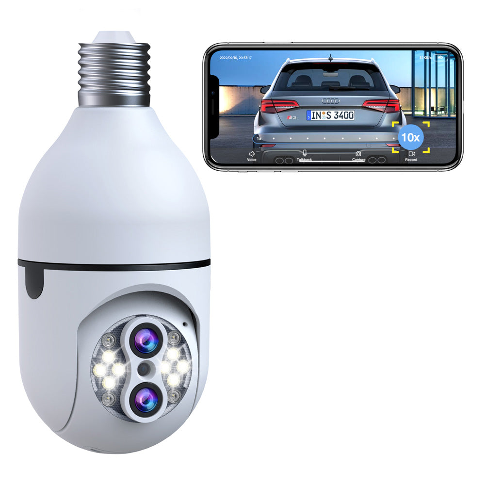 Campark SC11 10x Hybrid Zoom 2MP Wireless WiFi Bulb Security Camera with Sound & Light Alarm (US, Canada Only)
