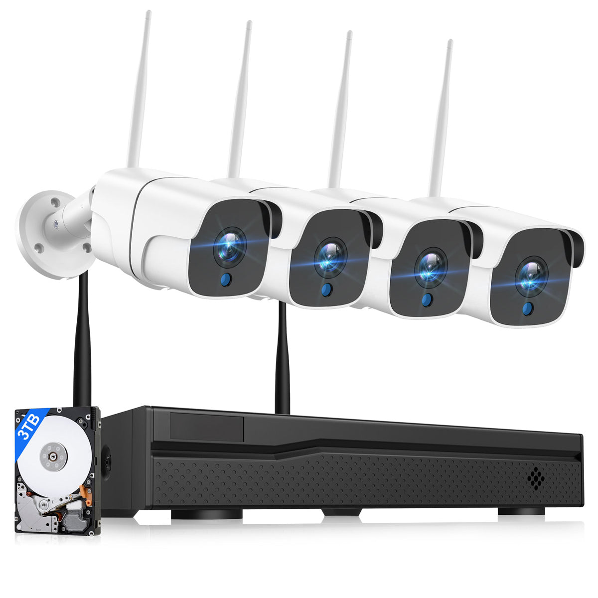 Campark W300 4Pcs 1080P WiFi Security Camera System With 3TB Hard Drive