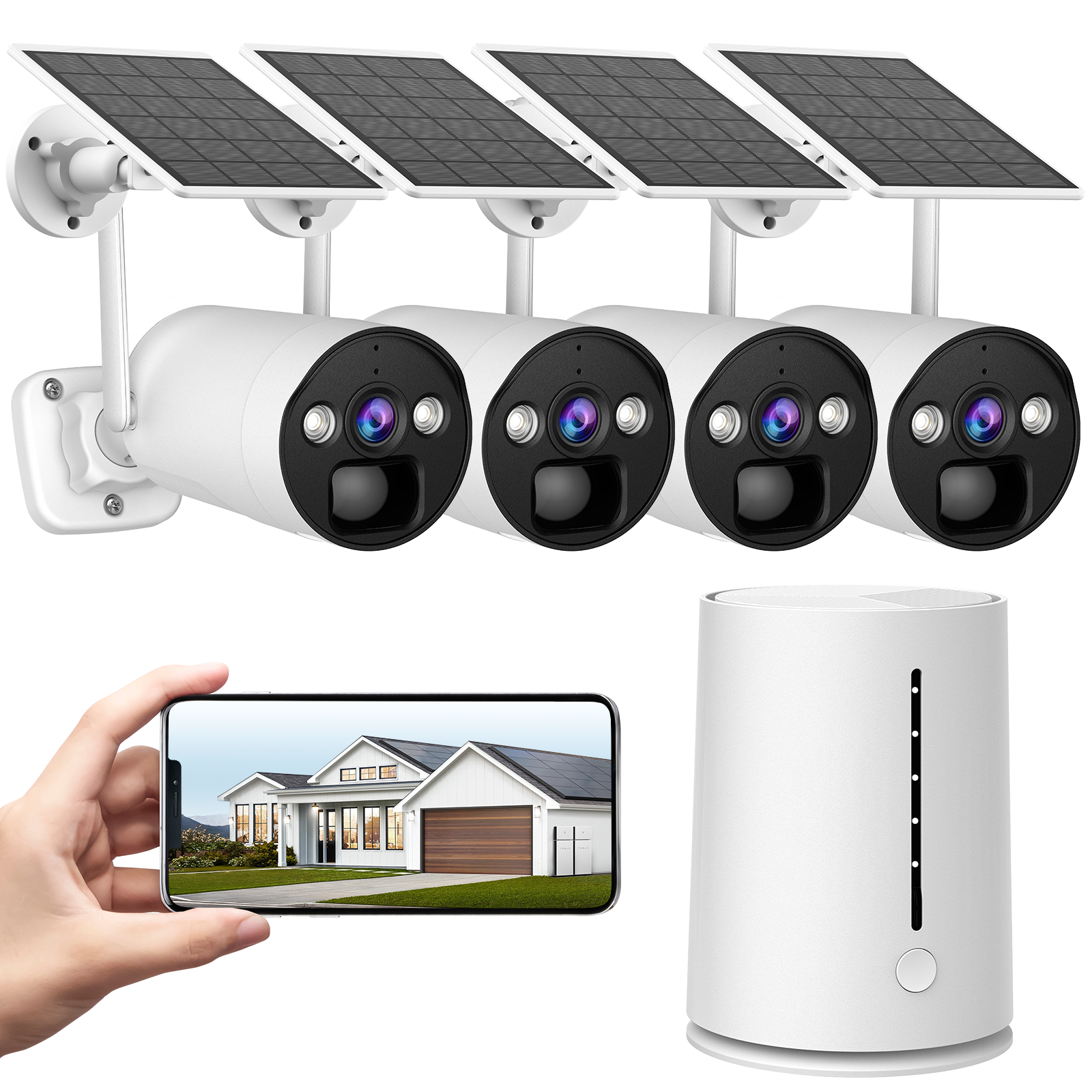 Campark SC08 4MP 4PCS Wireless Solar Powered Real-Time Alert Security Camera System