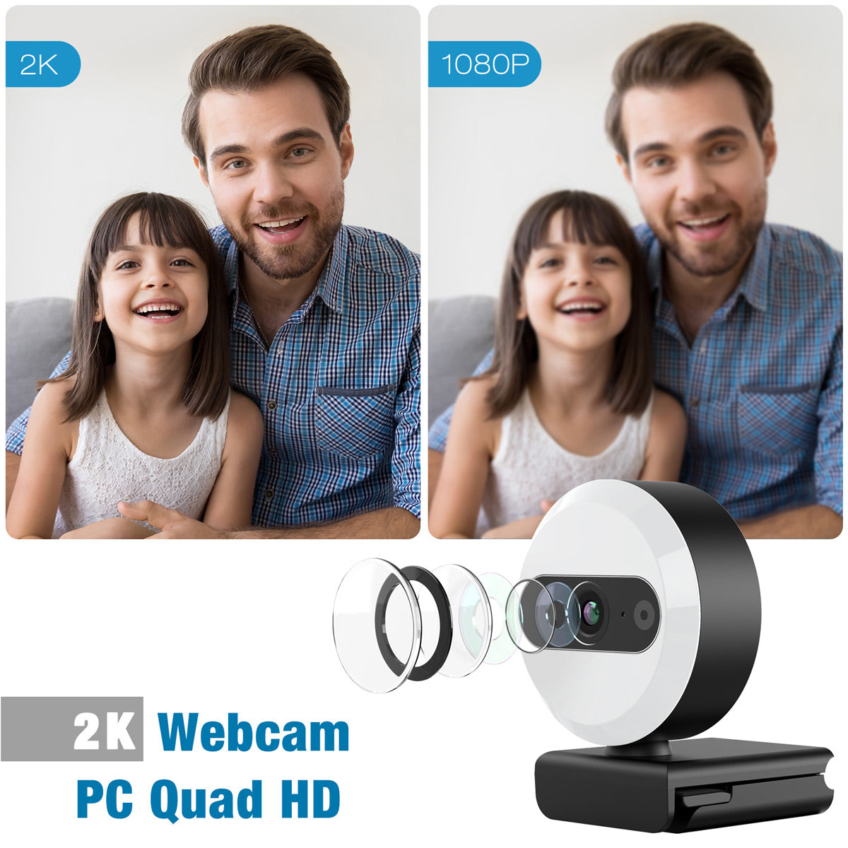 Campark PC04 2K-Webcam mit einstellbarer Helligkeit