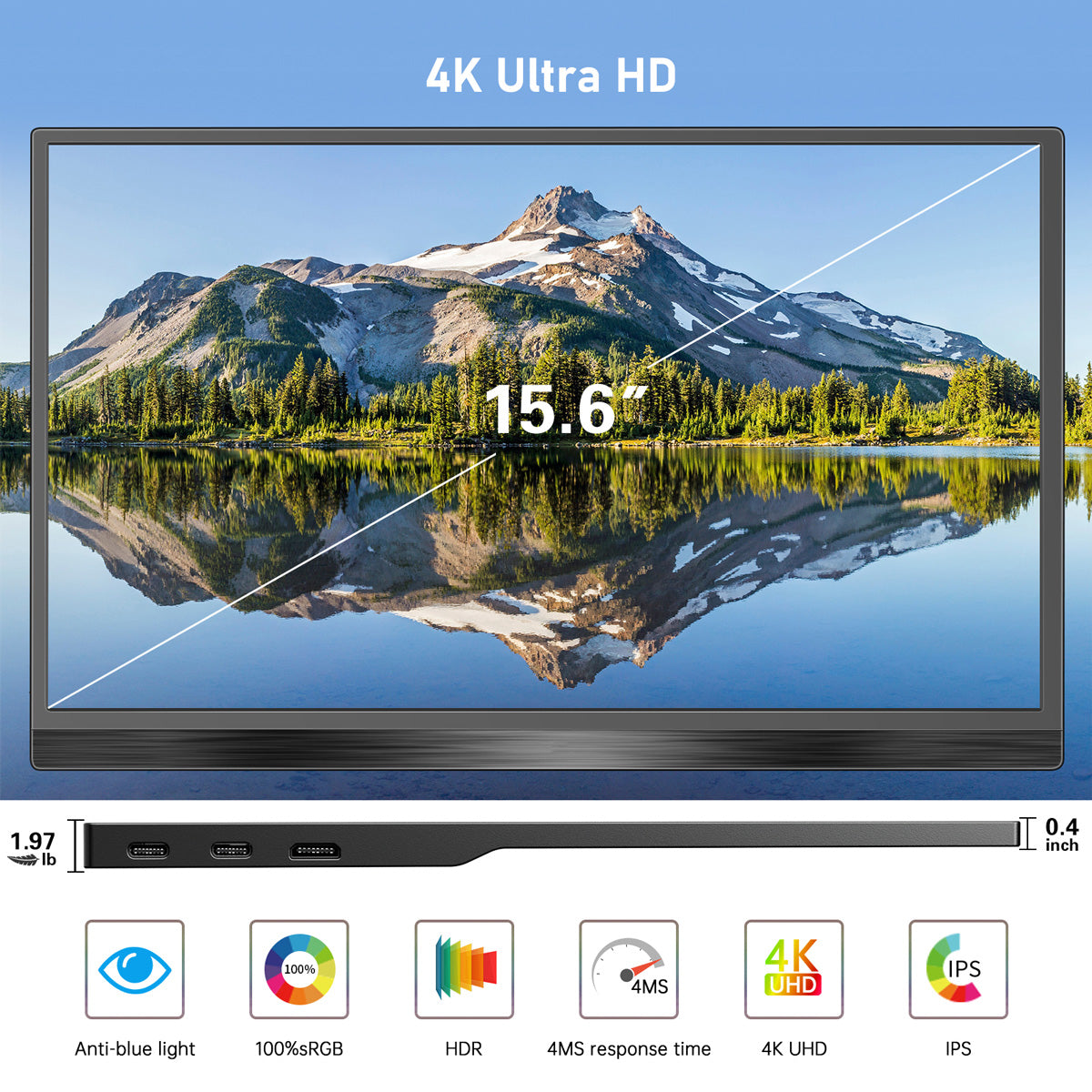 Campark D159 15.6" 4K USB/Type-C/Mini HDMI HDR Monitor (Out Of Stock In The US)