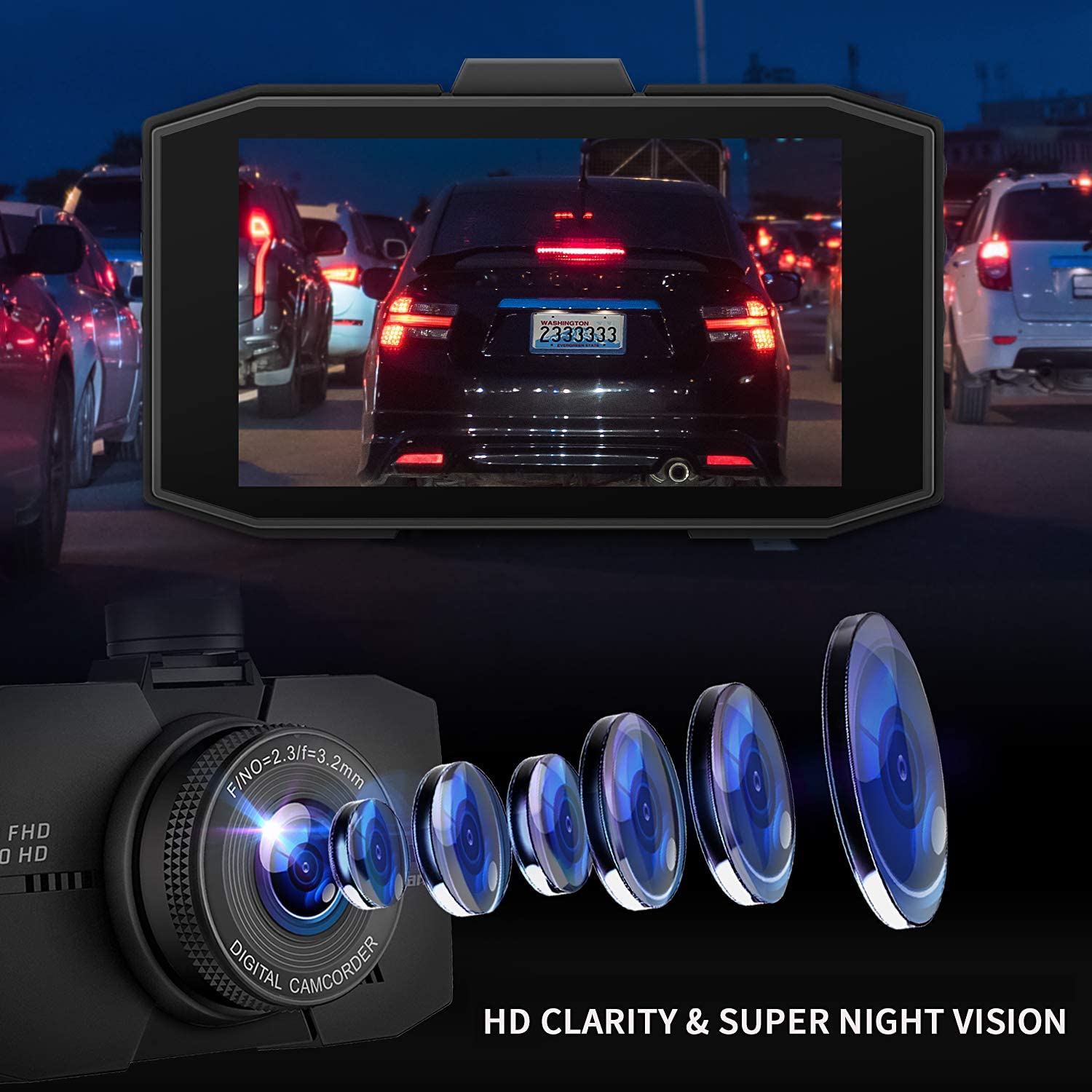 Campark DC02 Full HD Front And Rear Dash Cam With Night Vision – Campark -  Focus on Cameras