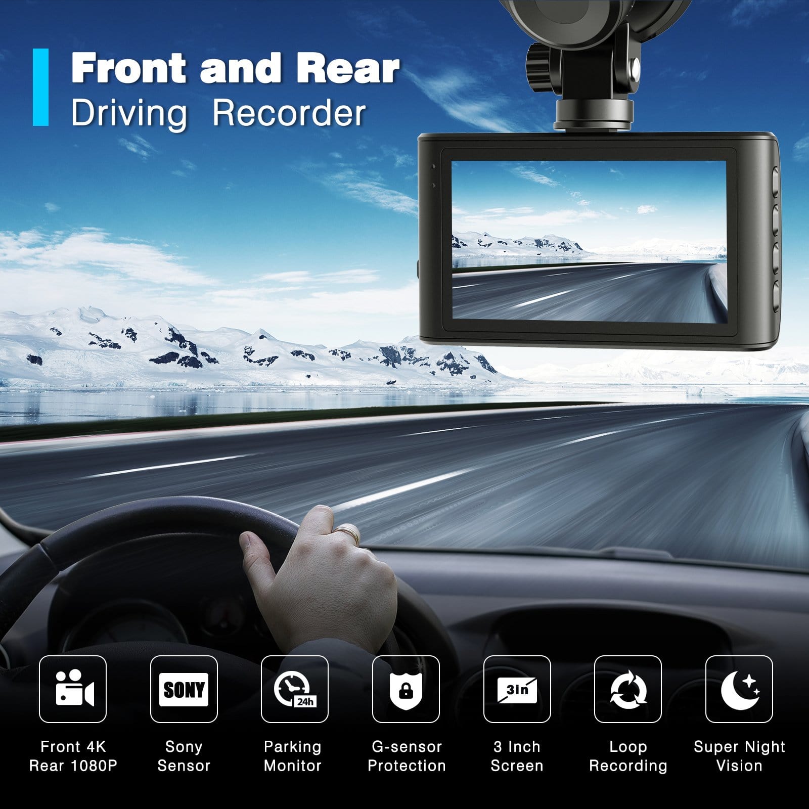 Campark DC30A Front and Rear Dash Cam