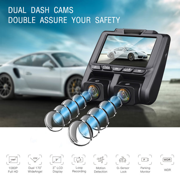 Campark CE45 1080P IR Night Vision Front and Inside Dash Camera for Taxi Drivers（Only Available In The US and UK ）
