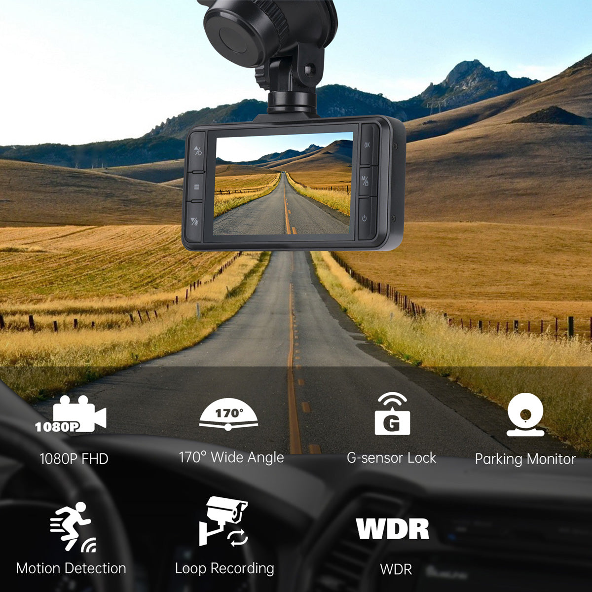 Car Dash Cam Wifi DVR Video recorder 3 Cameras 1080P Night Vision  Supercapacitor