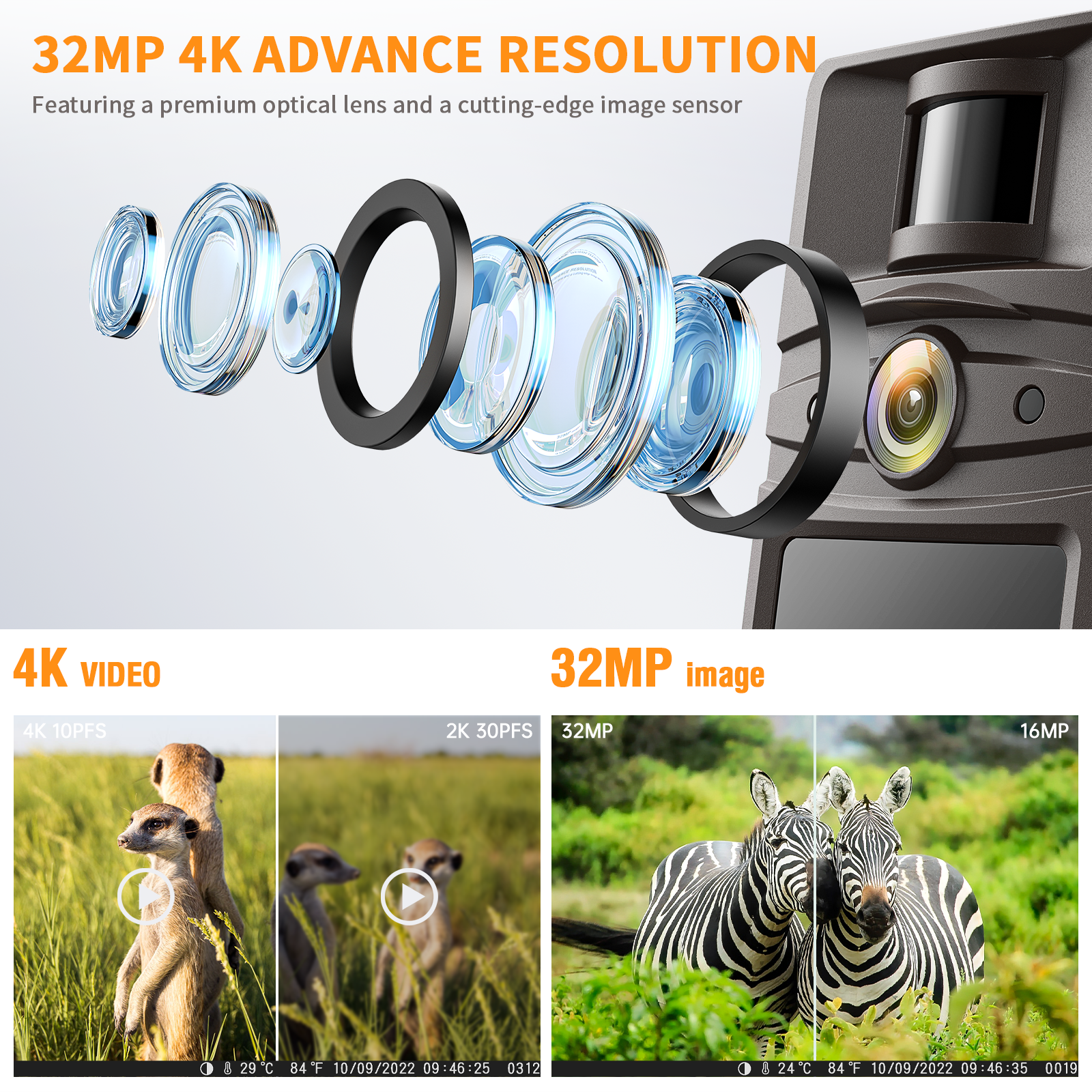 Campark TC04 4K 32MP Wifi Bluetooth Trail Camera 0.1 Trigger Speed for Wildlife Deer Monitoring （Only Available in The US）
