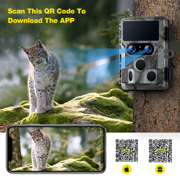 Campark 2.7K Solar Trail Camera - 30MP Wildlife Camera, Night Vision, 120° Detection, Waterproof, For Hunting & Outdoor