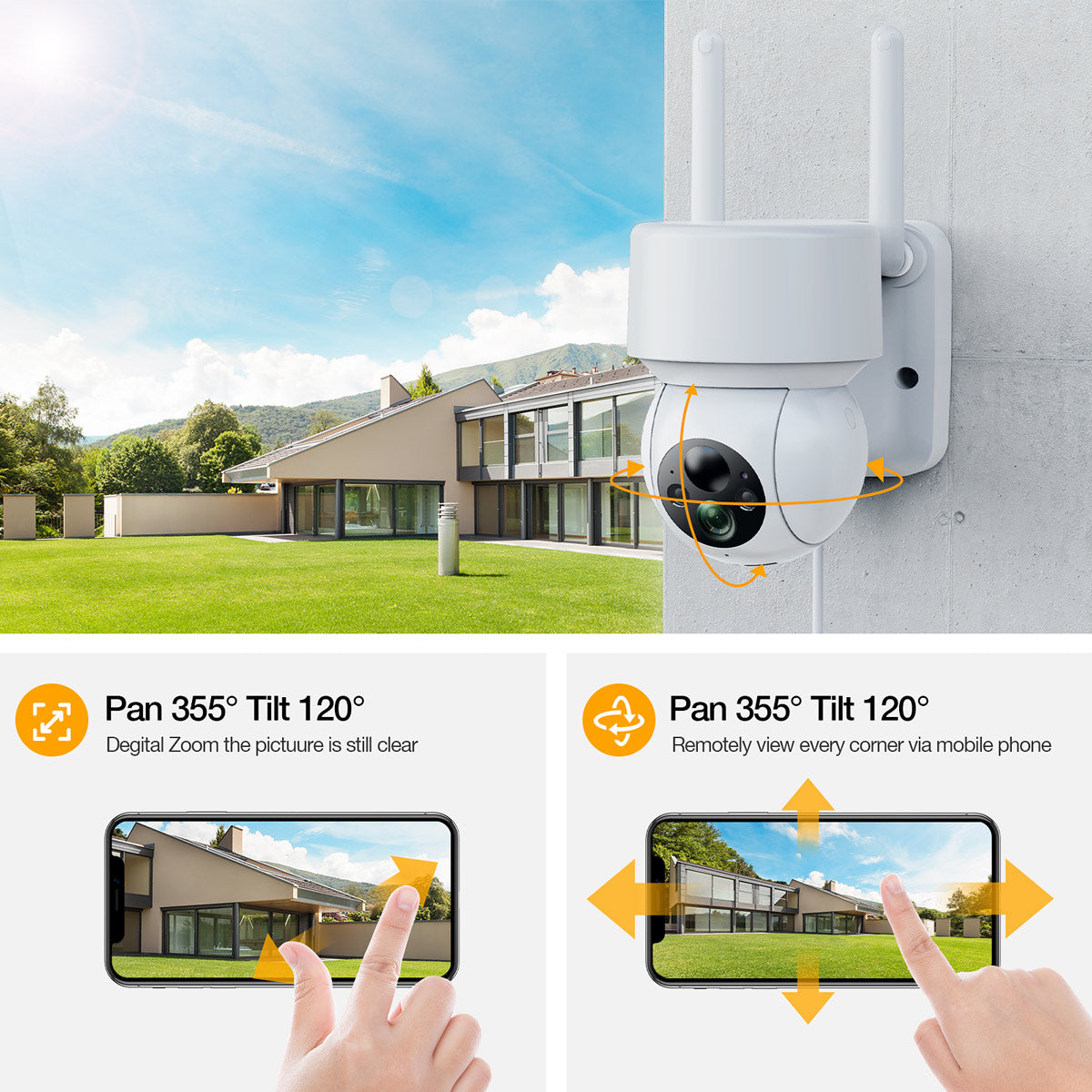 Campark AP55 FHD 1080P PTZ 15000mAh Rechargeable Battery Security Camera With Solar Panel
