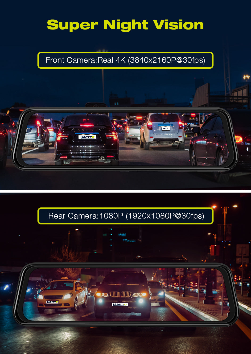 Campark RM01 10" 4K Front- und Rückspiegel-Dashcam mit Sprachsteuerung