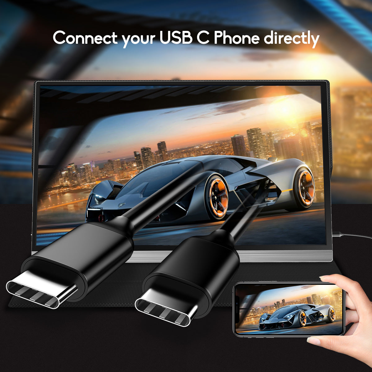 Campark D158 15,6" 1080P Adobe100% Farbskala CCTV & Mobile & Computer Monitor geeignet für USB/Type-C/Mini HDMI