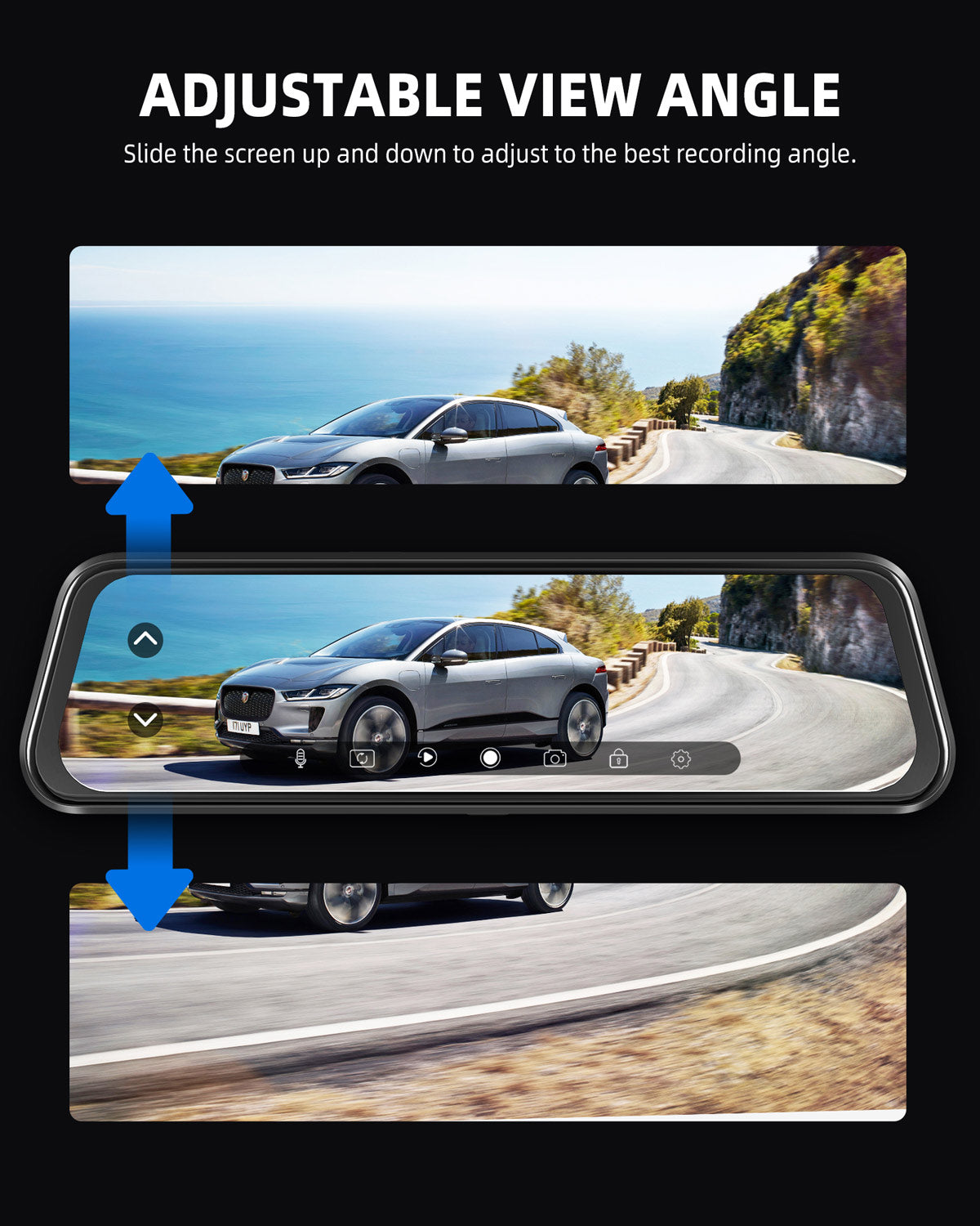 Campark RM03 10'' 1080P 3 Channel  Front and Rear And Inside Touch Screen Mirror Dash Cam