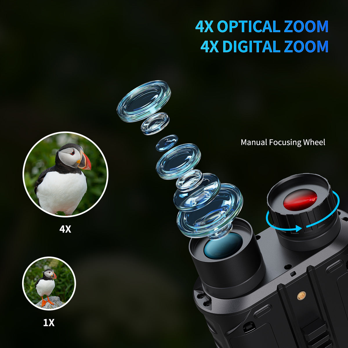Campark NV100 4X Optical Zoom Wildlife Infrared Night Vision Binoculars （Only Available in Europe）