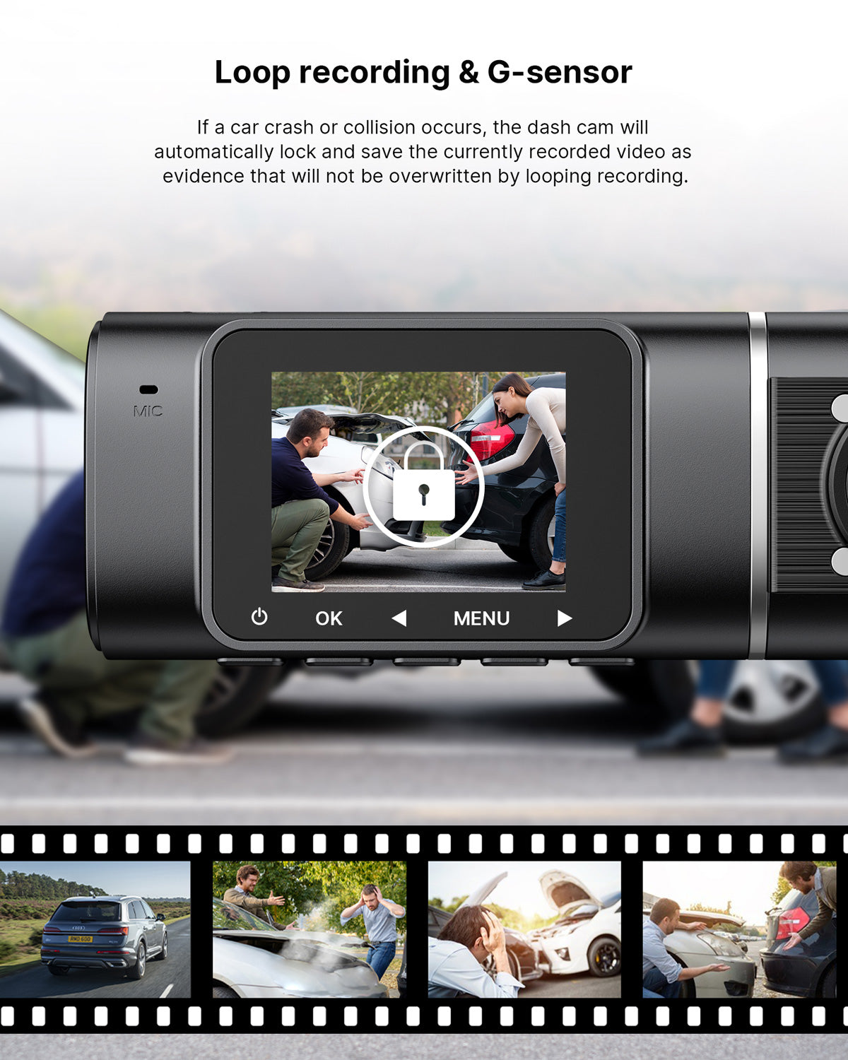 Campark C300 1.5” 3 Channel Front & Inside & Rear(1080P+720P+720P) Dash Cam