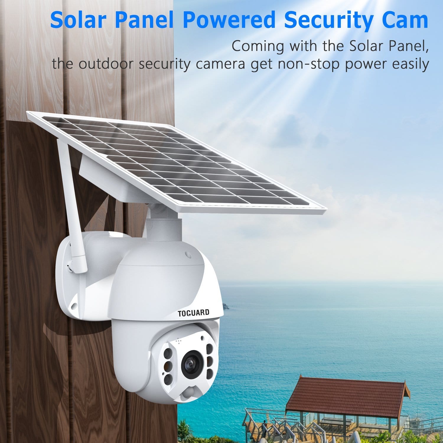 Toguard AP40 1080P Wireless With Solar Powered Battery, Full-Color Night Vision Motion Detection , Outdoor Security Camera（Only available in the US）