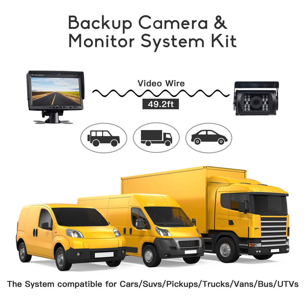 Campark CA711 RV Backup Camera System With 7'' LCD Monitor For Trailer/Van/Jeep/SUV