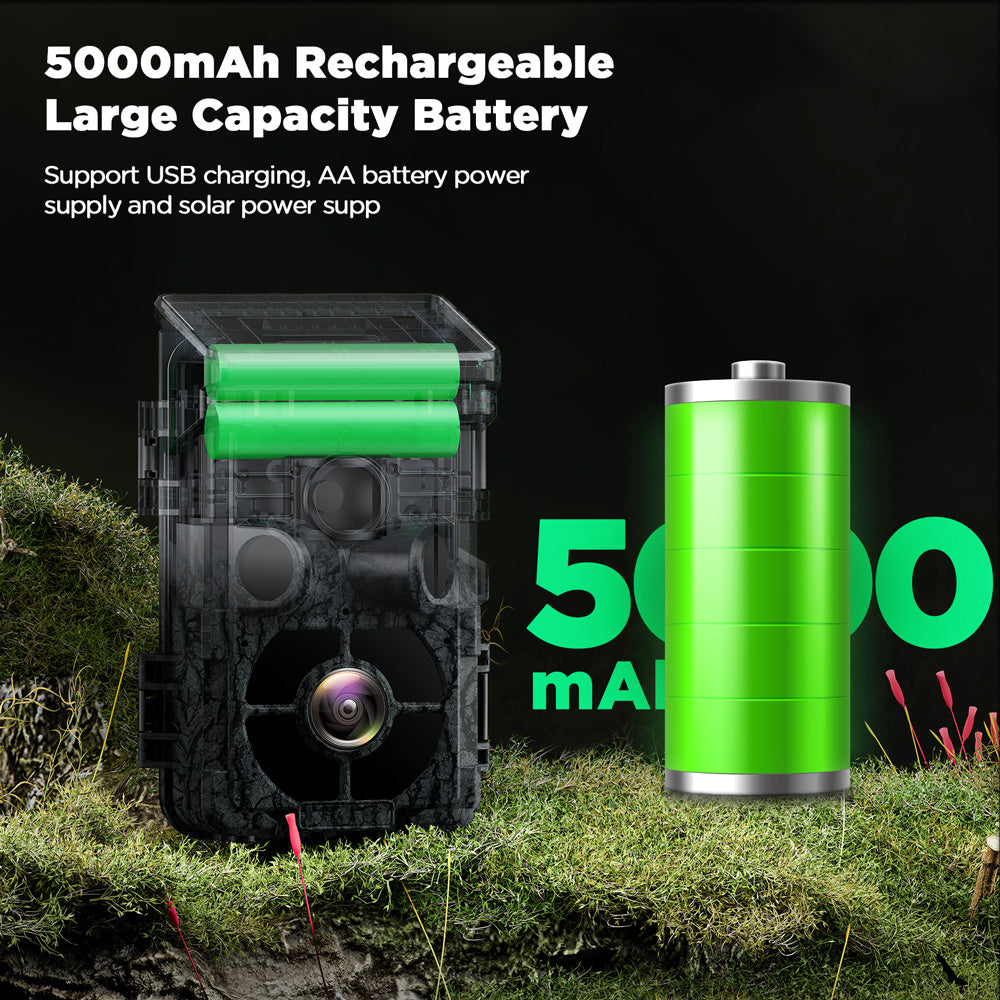 Campark TC01 4K 42MP WiFi Trail Camera Built-in 5000mAh Rechargeable Large Capacity Battery （Only Available in The UK）
