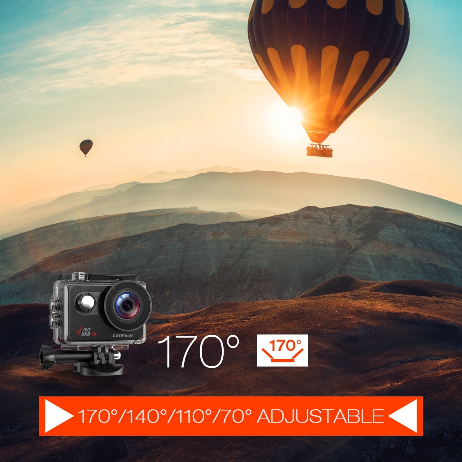 Campark V30 Action camera with adjustable wide angle