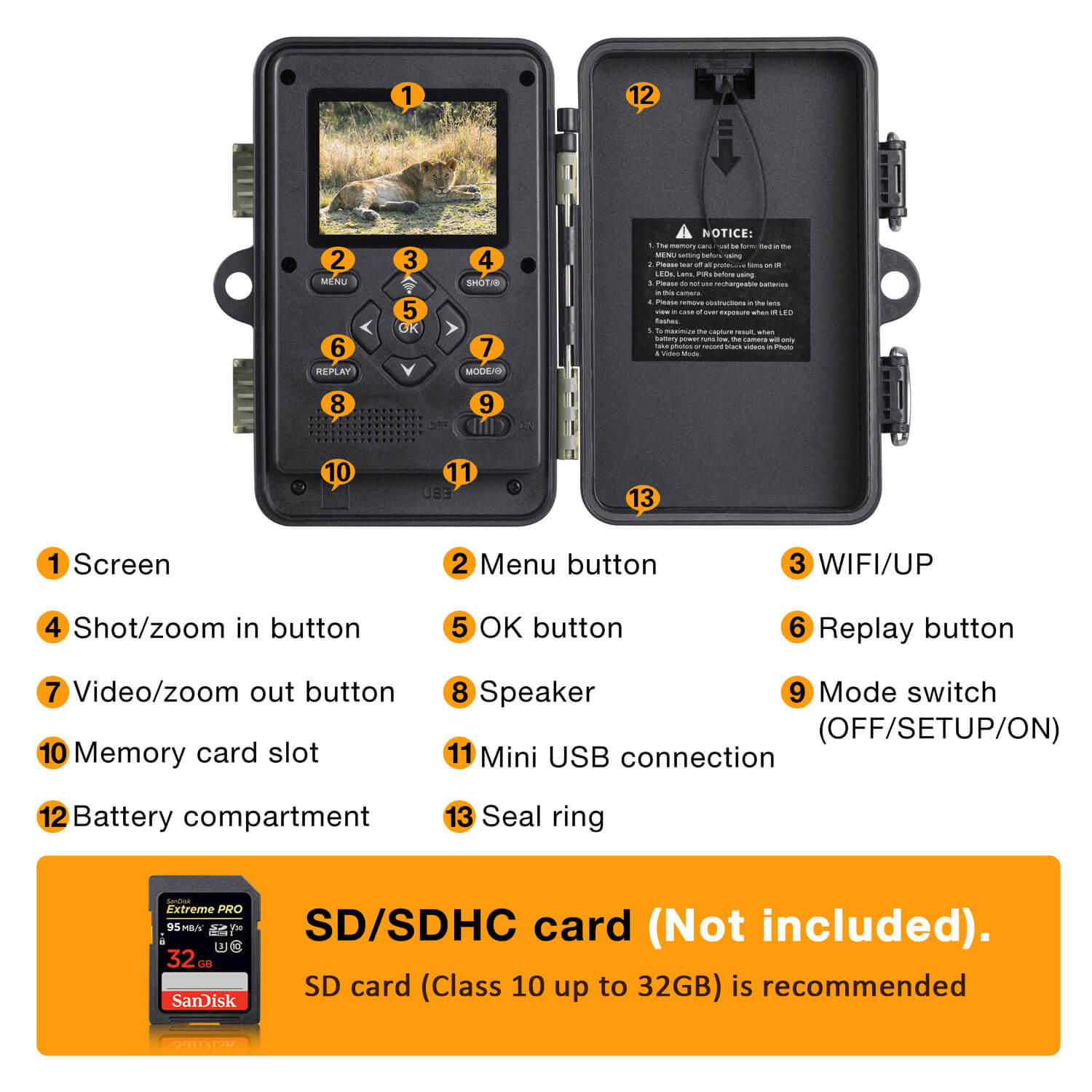 Campark T80 Trail Camera-WiFi 24MP 1296P Hunting Game Camera(Out of stock in EU )