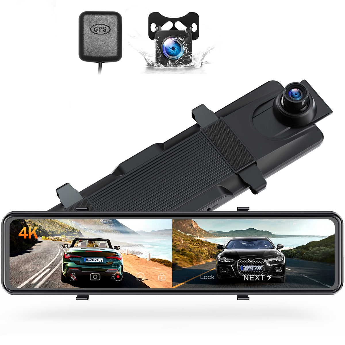 Campark CE80B 4K 12" Voll-Touchscreen-Spiegel-Dashcam mit Sprachsteuerung