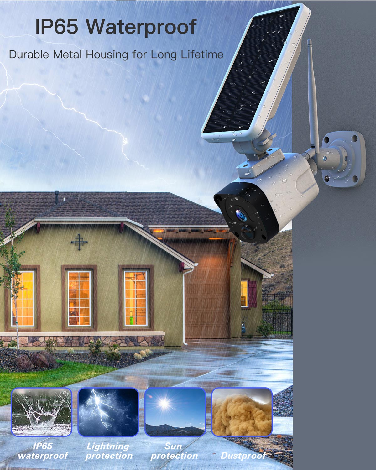 XVIM 3-Pack Wireless Solar Security Camera System - 1080P Outdoor WiFi With Night Vision