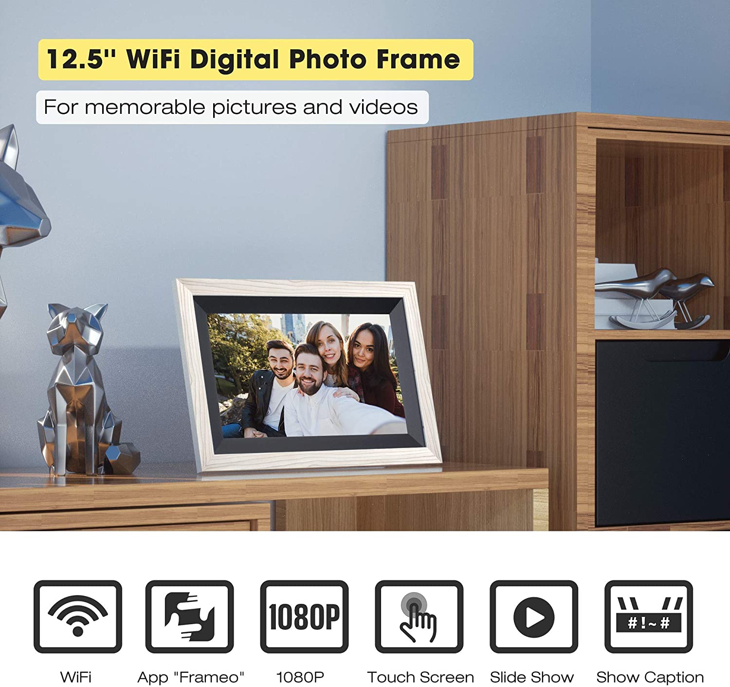 Campark F30 Digital Picture Frame 12.5 inch WiFi Photo Frame