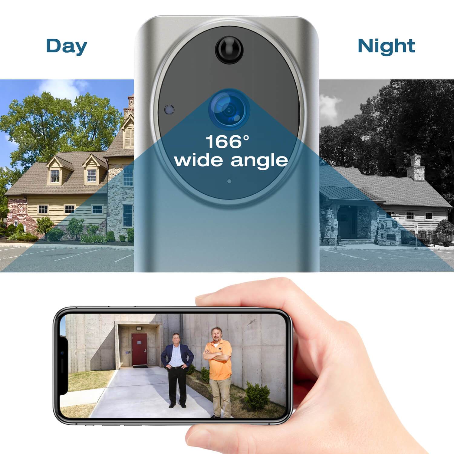 Campark DB20 Doorbell Camera has a 166°wide angle lens 