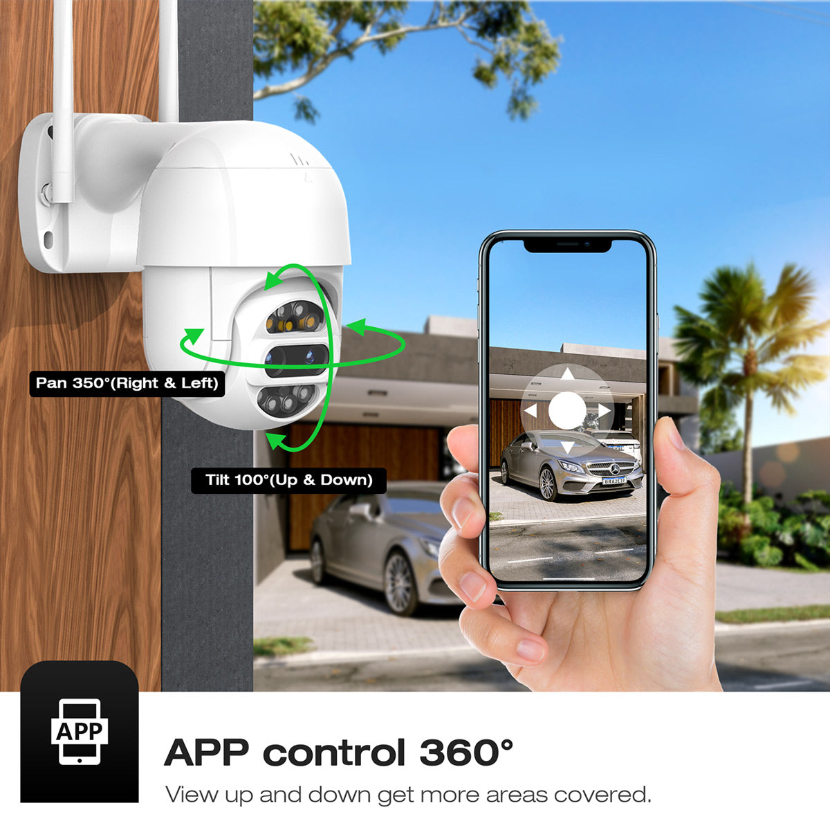 Campark AP30 2MP Color Night Vision & 4x Zoom Dual Lens WiFi PTZ Security Camera