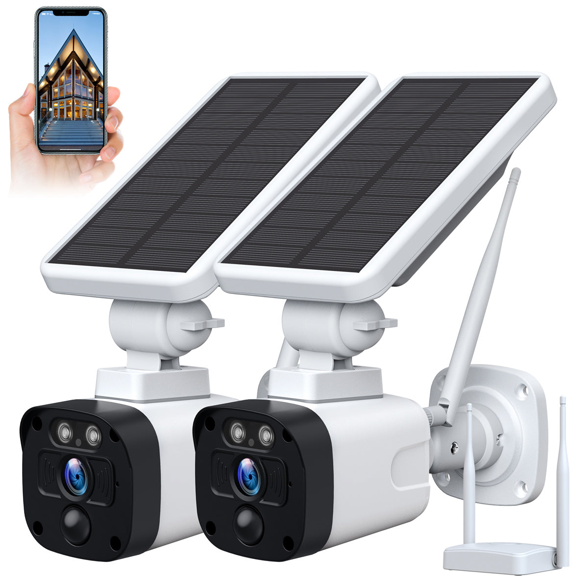 Solar Panel Outdoor Camera Security System Solar Powered Wireless
