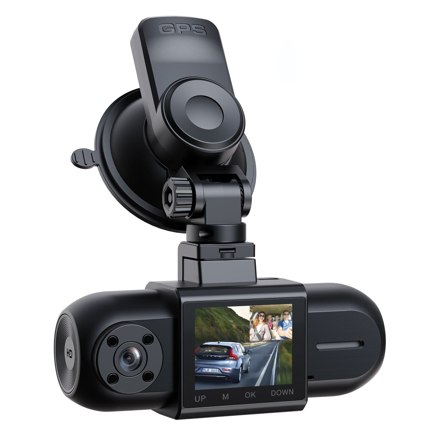 Campark DC35 Dual 1080P Dash Cam w/GPS, Front and Inside Car