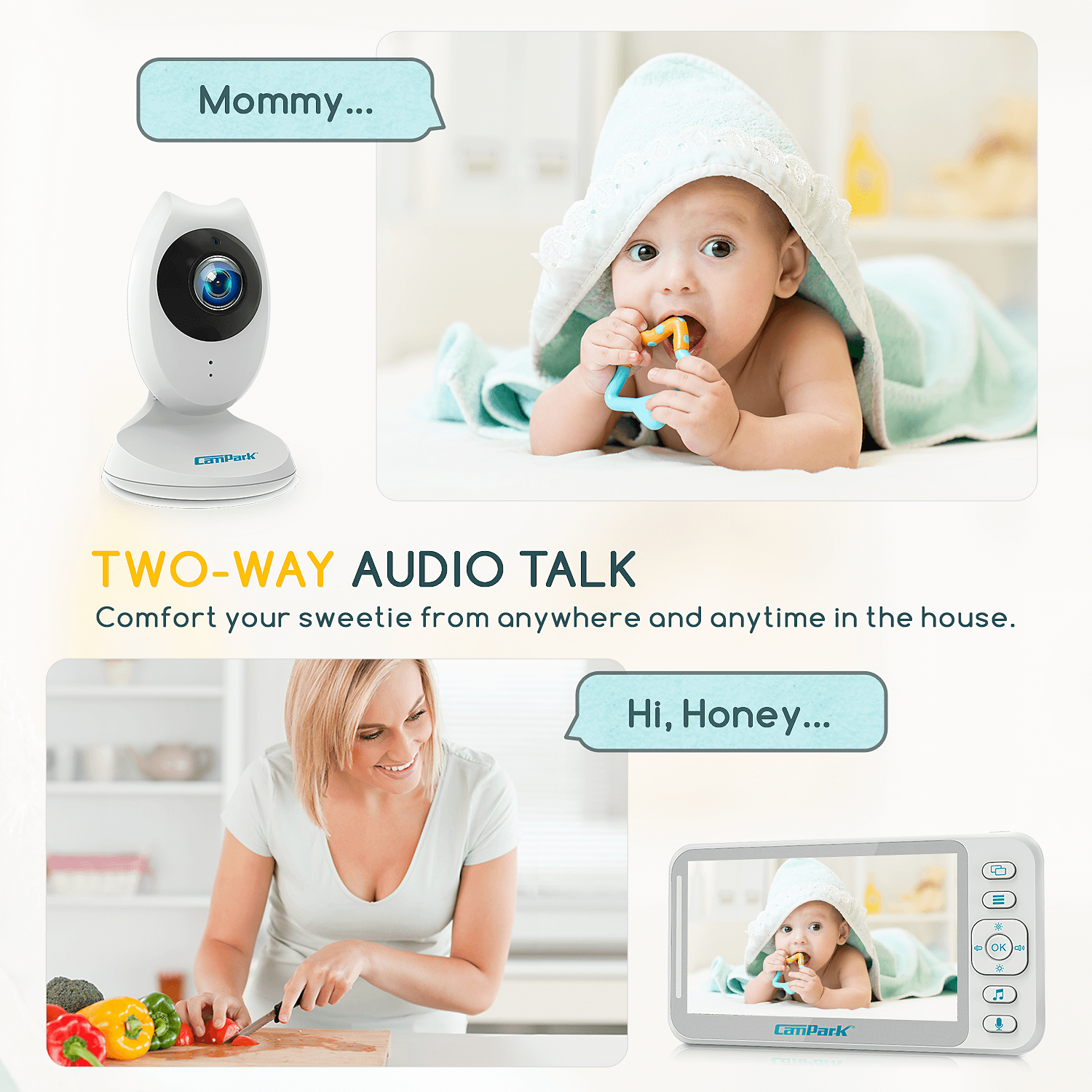Campark Two-Way audio talk baby camera-BM40